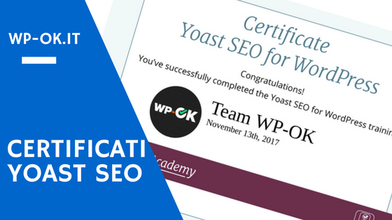 Certificazione Yoast SEO per WordPress