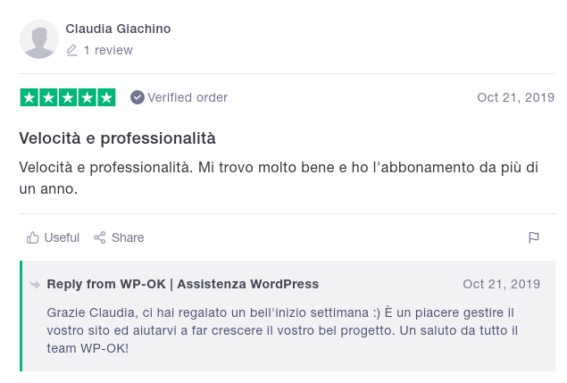 Claudia Giachino su Trustpilot