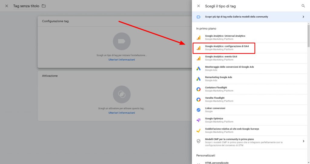 configurazione google analytics 4