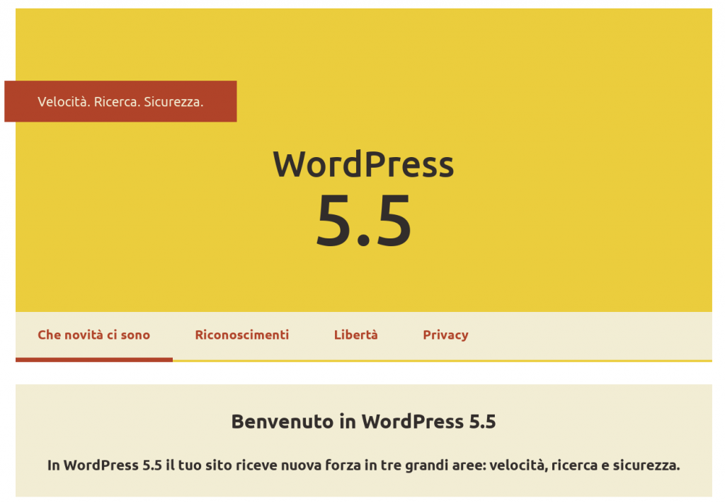 Benvenuto in WordPress 5.5